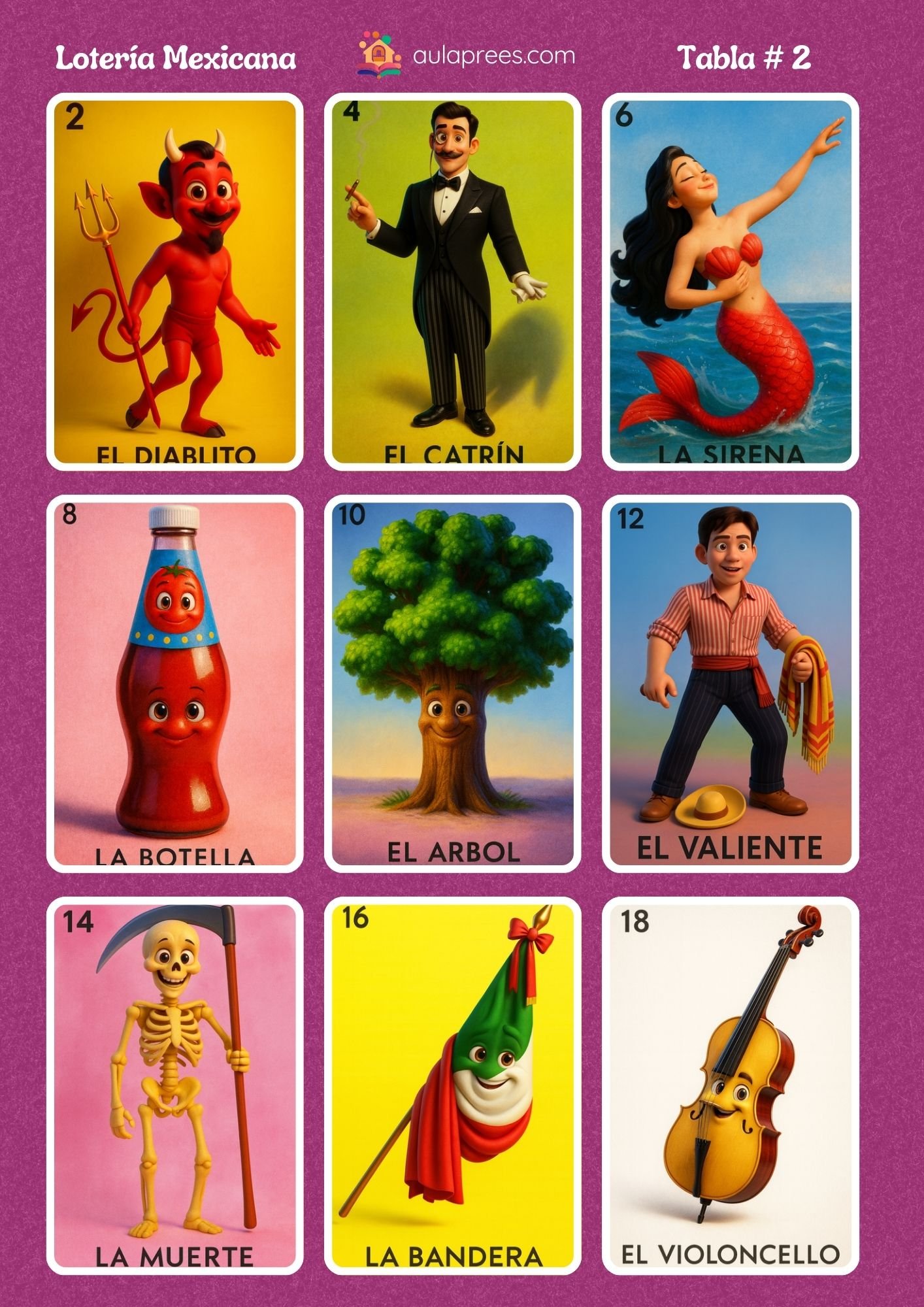 Lotería mexicana – Estilo 3D – PDF imprimible - Image 2