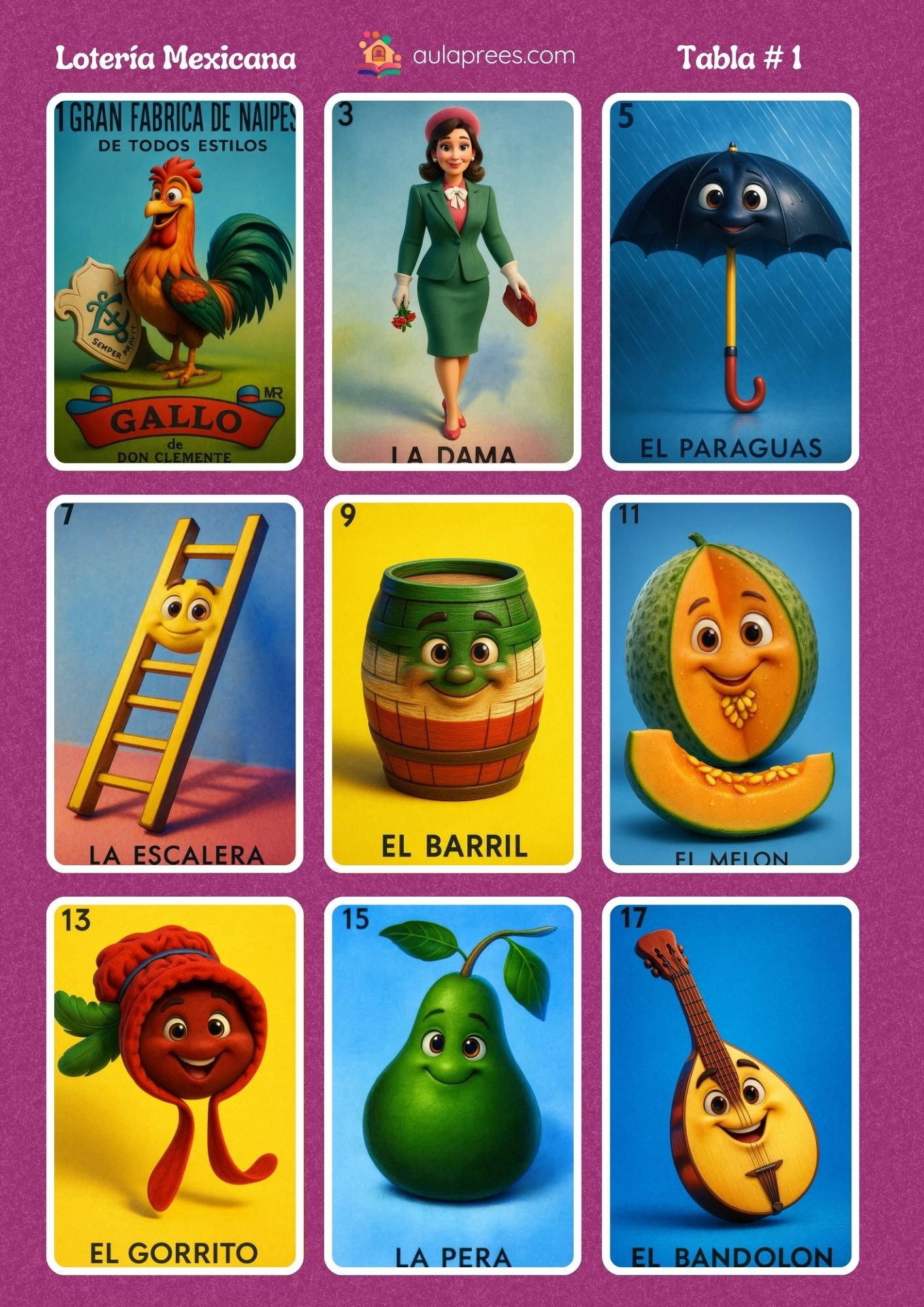 Lotería mexicana – Estilo 3D – PDF imprimible - Image 3
