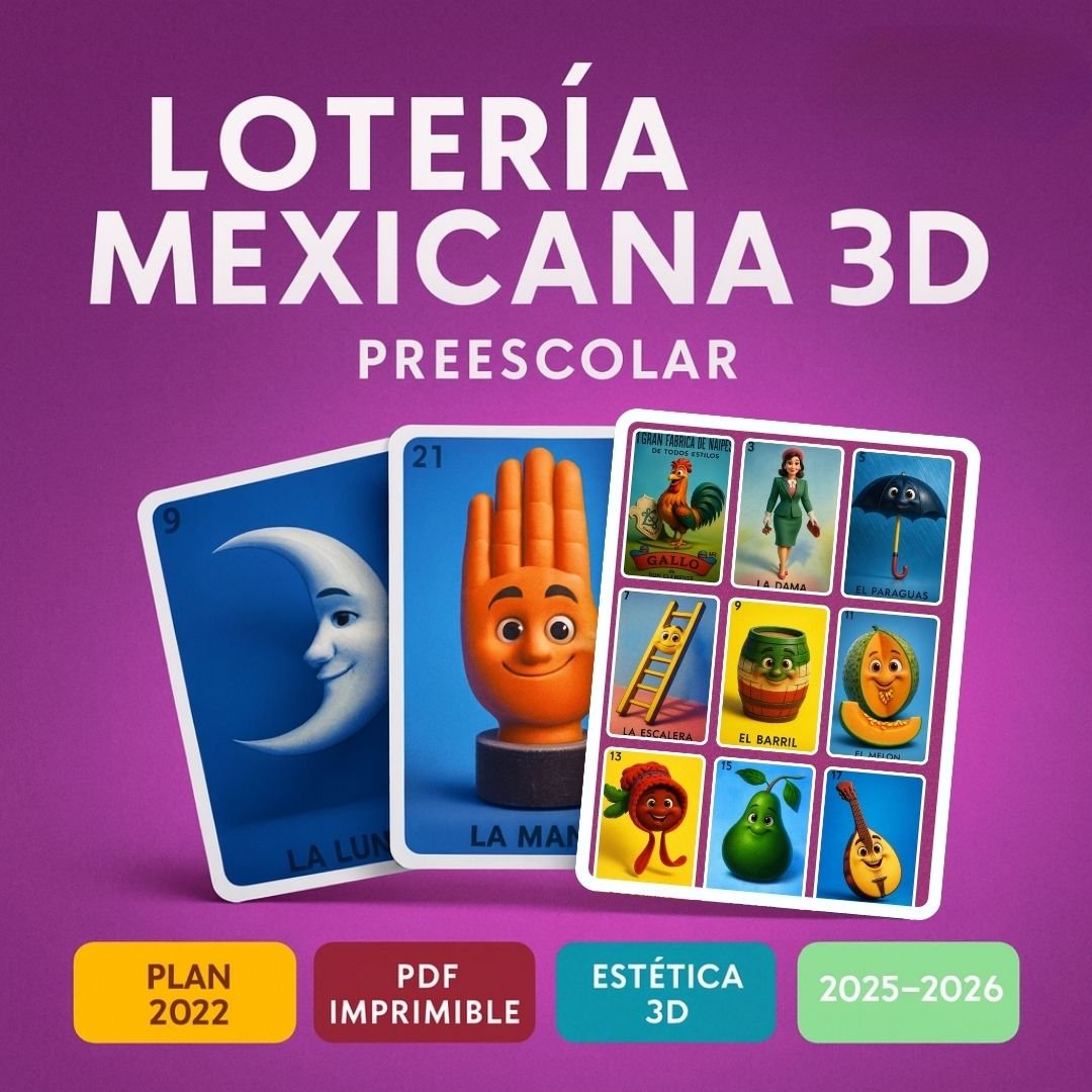 Lotería mexicana – Estilo 3D – PDF imprimible